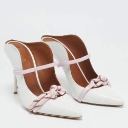 Malone Souliers White/Pink Leather Maureen Mules Size 39.5
