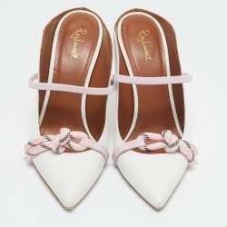 Malone Souliers White/Pink Leather Maureen Mules Size 39.5