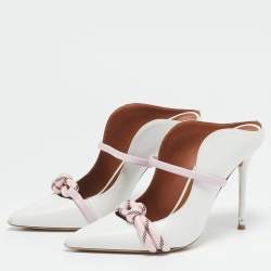 Malone Souliers White/Pink Leather Maureen Mules Size 39.5