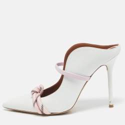 Malone Souliers White/Pink Leather Maureen Mules Size 39.5