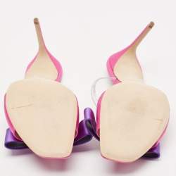 Pre Owned Malone Souliers Purple/Pink Satin Emily Slide Sandals Size 37.5