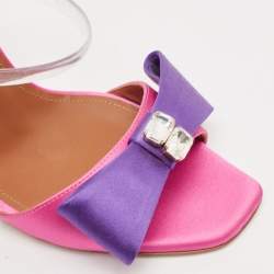Pre Owned Malone Souliers Purple/Pink Satin Emily Slide Sandals Size 37.5