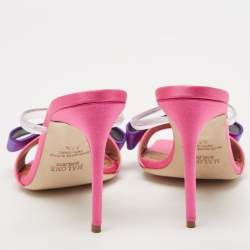 Pre Owned Malone Souliers Purple/Pink Satin Emily Slide Sandals Size 37.5