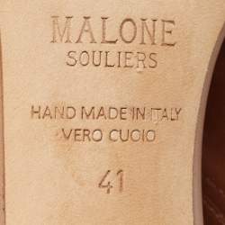 Malone Souliers Beige Leather Madison Pointed Cut Out Toe Ankle Booties Size 41