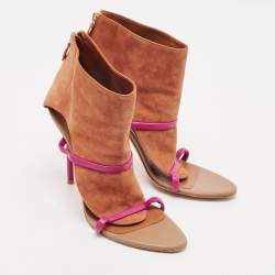Malone Souliers Beige Leather Madison Pointed Cut Out Toe Ankle Booties Size 41