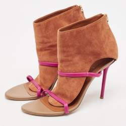 Malone Souliers Beige Leather Madison Pointed Cut Out Toe Ankle Booties Size 41
