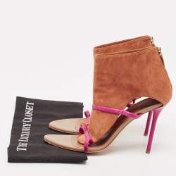 Malone Souliers Beige Leather Madison Pointed Cut Out Toe Ankle Booties Size 41