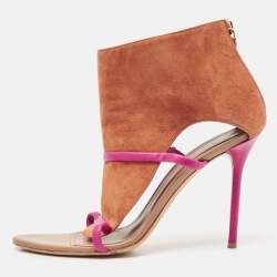 Malone Souliers Beige Leather Madison Pointed Cut Out Toe Ankle Booties Size 41