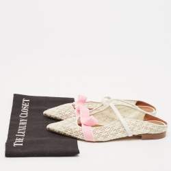 Malone Souliers White/Pink Lace and Leather Maureen Flat Sandals Size 37.5