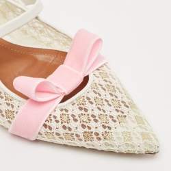Malone Souliers White/Pink Lace and Leather Maureen Flat Sandals Size 37.5