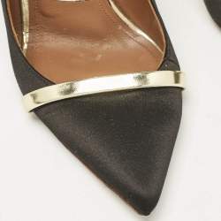 Malone Souliers Black/Gold Satin and Leather Maureen Flat Mules Size 38