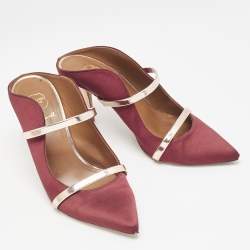Malone Souliers Burgundy Leather and Satin Maureen Pumps Size 37