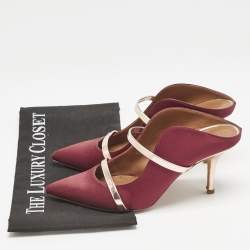 Malone Souliers Burgundy Leather and Satin Maureen Pumps Size 37