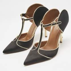 Malone Souliers Black/Gold Satin and Leather Imogen Sandals Size 37
