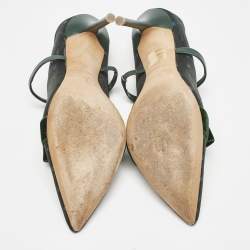Malone Souliers Green Leather and Mesh Maureen Pumps Size 37