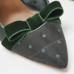 Malone Souliers Green Leather and Mesh Maureen Pumps Size 37