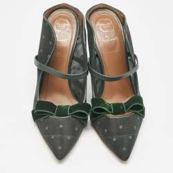 Malone Souliers Green Leather and Mesh Maureen Pumps Size 37