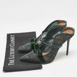 Malone Souliers Green Leather and Mesh Maureen Pumps Size 37