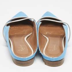 Malone Souliers Blue/Grey Canvas and Leather Maureen Flats Size 36.5