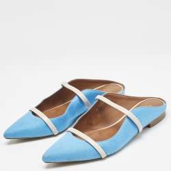 Malone Souliers Blue/Grey Canvas and Leather Maureen Flats Size 36.5