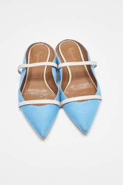 Malone Souliers Blue/Grey Canvas and Leather Maureen Flats Size 36.5