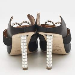 Malone Souliers Black Satin Crystal Embellished Maureen Sandals Size 39