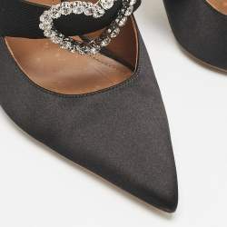 Malone Souliers Black Satin Crystal Embellished Maureen Sandals Size 39