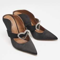 Malone Souliers Black Satin Crystal Embellished Maureen Sandals Size 39