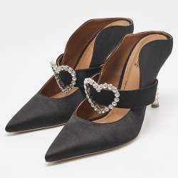 Malone Souliers Black Satin Crystal Embellished Maureen Sandals Size 39