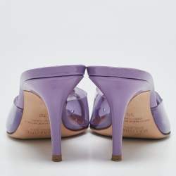 مملوكة مسبقًا Malone Souliers Purple Patent Leather and PVC Missy Mules Size 39
