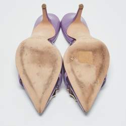 مملوكة مسبقًا Malone Souliers Purple Patent Leather and PVC Missy Mules Size 39