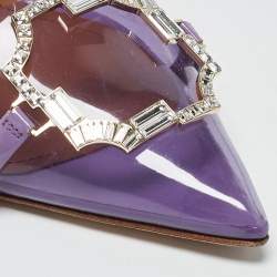مملوكة مسبقًا Malone Souliers Purple Patent Leather and PVC Missy Mules Size 39