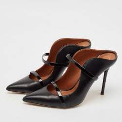 Pre Owned Malone Souliers Black Leather Maureen Pointed Toe Mules Size 40
