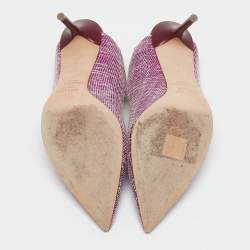 Malone Souliers Purple Raffia Floradita Slingback Pumps Size 41