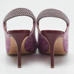 Malone Souliers Purple Raffia Floradita Slingback Pumps Size 41
