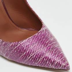 Malone Souliers Purple Raffia Floradita Slingback Pumps Size 41