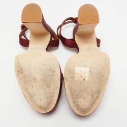 Malone Souliers Burgundy/Gold Satin Platform Mora Pumps Size 38