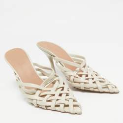Malone Souliers Light Grey Leather Whitney Mules Size 40