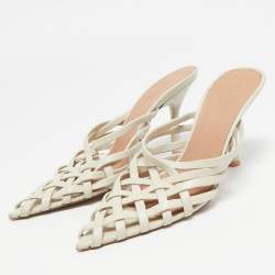Malone Souliers Light Grey Leather Whitney Mules Size 40