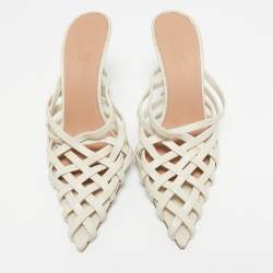 Malone Souliers Light Grey Leather Whitney Mules Size 40