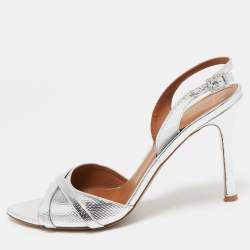Malone Souliers Silver Textured Leather Jayc Sandals Size 41