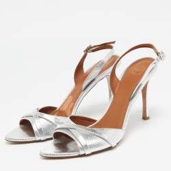 Malone Souliers Silver Textured Leather Jayc Sandals Size 41