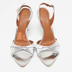 Malone Souliers Silver Textured Leather Jayc Sandals Size 41