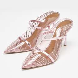 Malone Souliers Pink PVC Crystal Embellished Maureen Mules Size 40