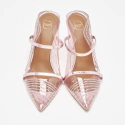 Malone Souliers Pink PVC Crystal Embellished Maureen Mules Size 40