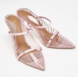 Malone Souliers Pink PVC Crystal Embellished Maureen Mules Size 40