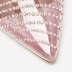 Malone Souliers Pink PVC Crystal Embellished Maureen Mules Size 40