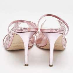 Malone Souliers Pink PVC Crystal Embellished Maureen Mules Size 40