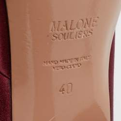 Pre Owned Malone Souliers Burgundy Satin Platform Ankle Strap Pumps Size 40