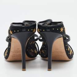 Malone Souliers Black Leather and Mesh Maureen Mules Size 39